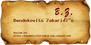 Bendekovits Zakariás névjegykártya